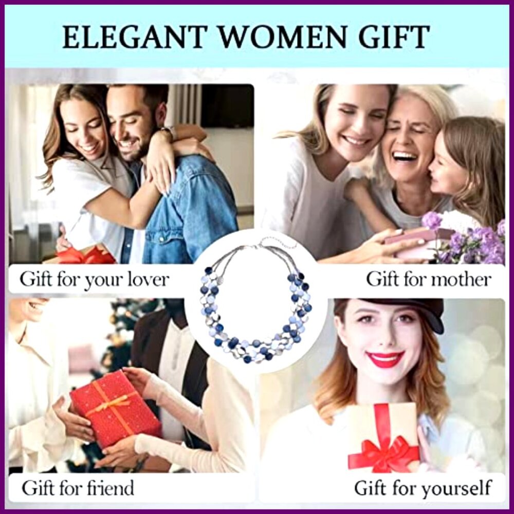 Layered Beaded Statement Necklace, Shell Alloy, 1… - image 8